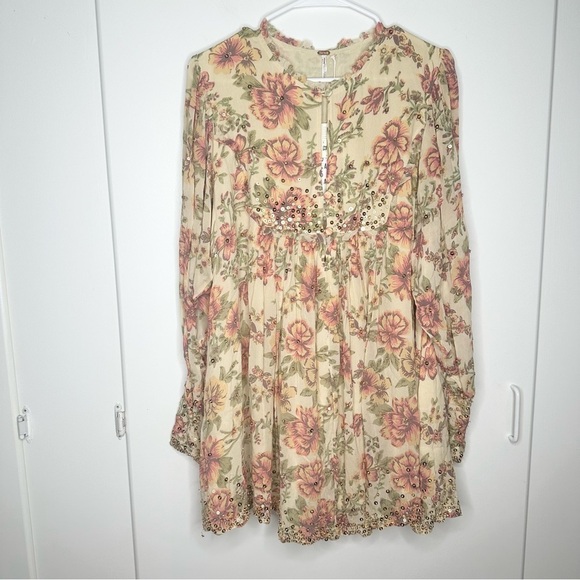 NWT Free People Bali Golden Sun Printed Mini Dress Size Small - Picture 4 of 11